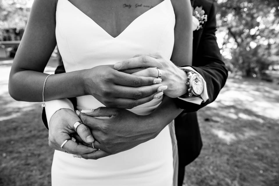 Couple exchanging rings
