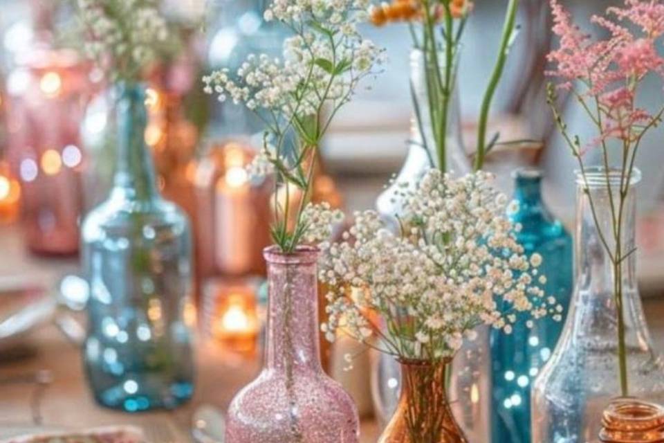 Coloured glass vases