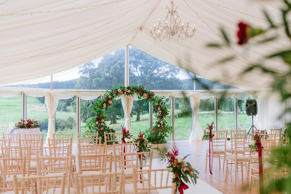 Ballogie House marquee ceremony - Photo credit @jameskellyphotography