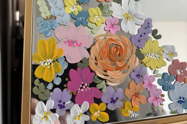 Hand-Painted Flowers Mirror