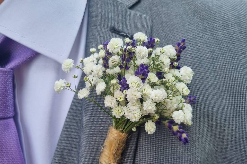 Lavender and gyp buttonhole