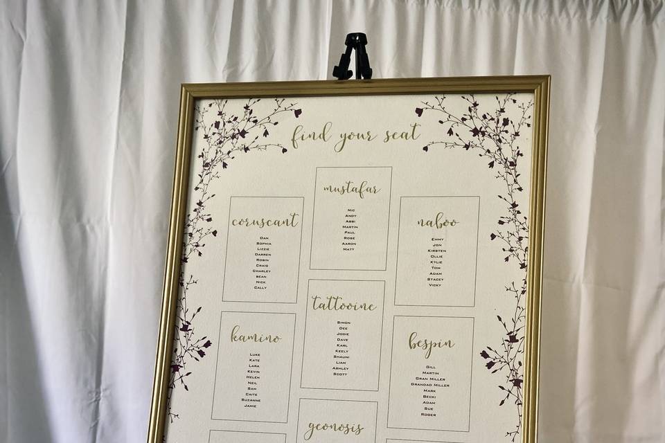 A1 hand finished table plan