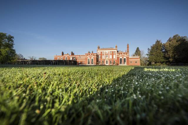 The lawns behind Hinxton Hall
