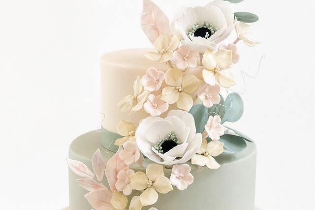 Sage and blush 3 tier cake