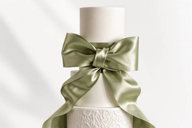 Elegant sage ribbon cake