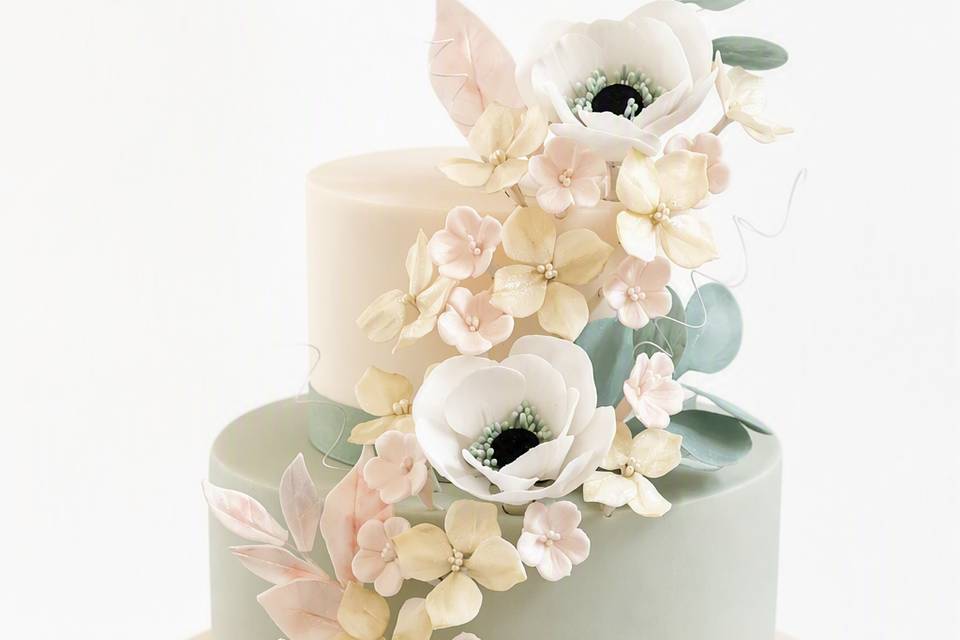 Sage and blush 3 tier cake