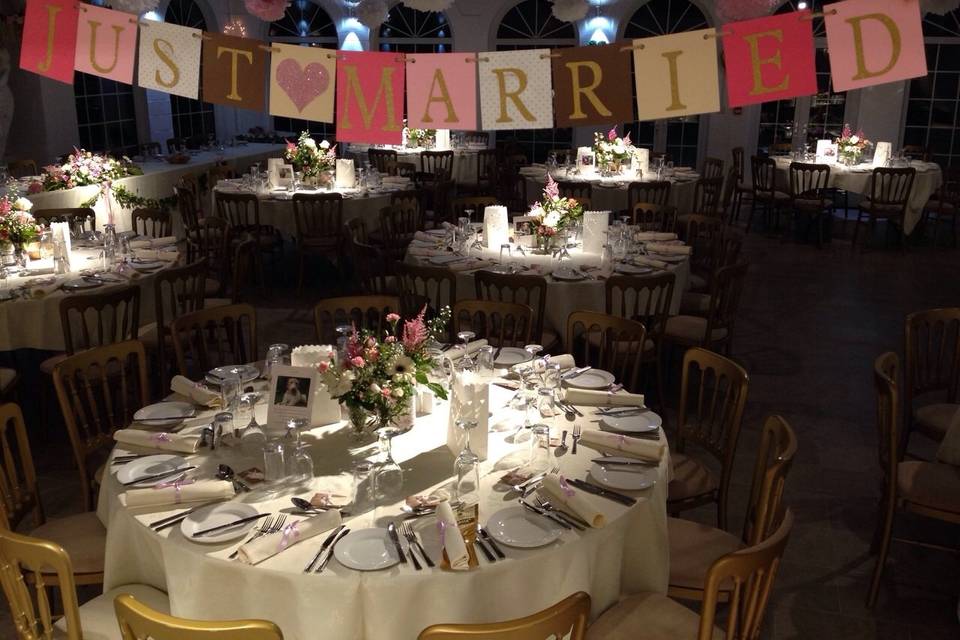 different table settings at Irnham for 2014 season