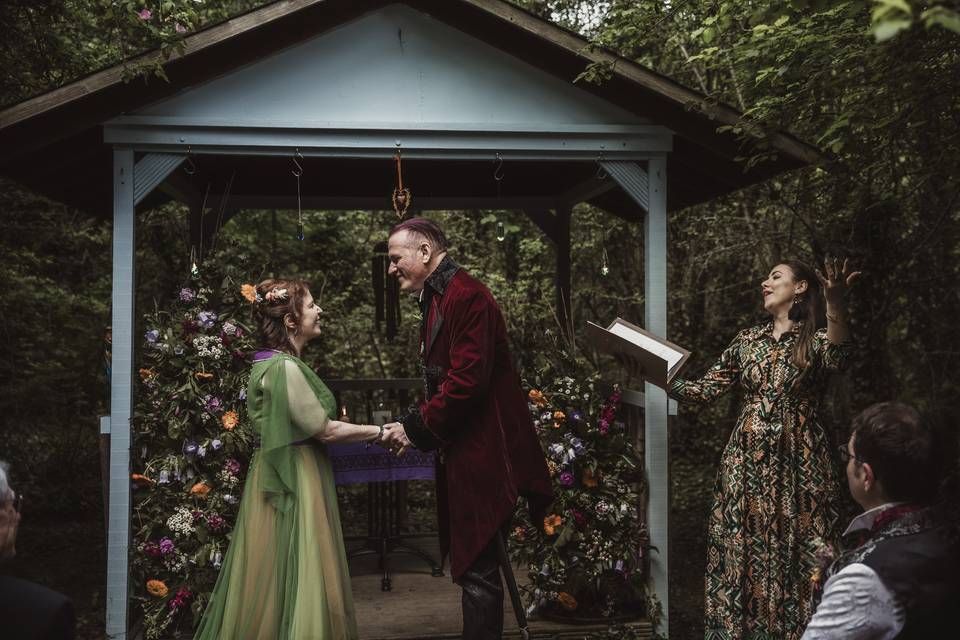 Wiccan ceremony in the woods