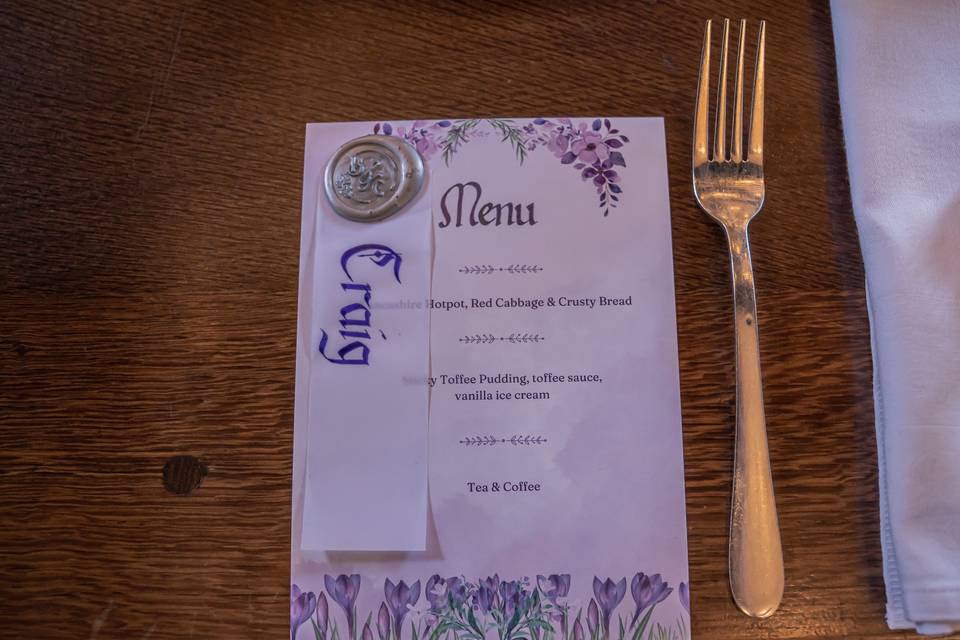 Menu and place setting