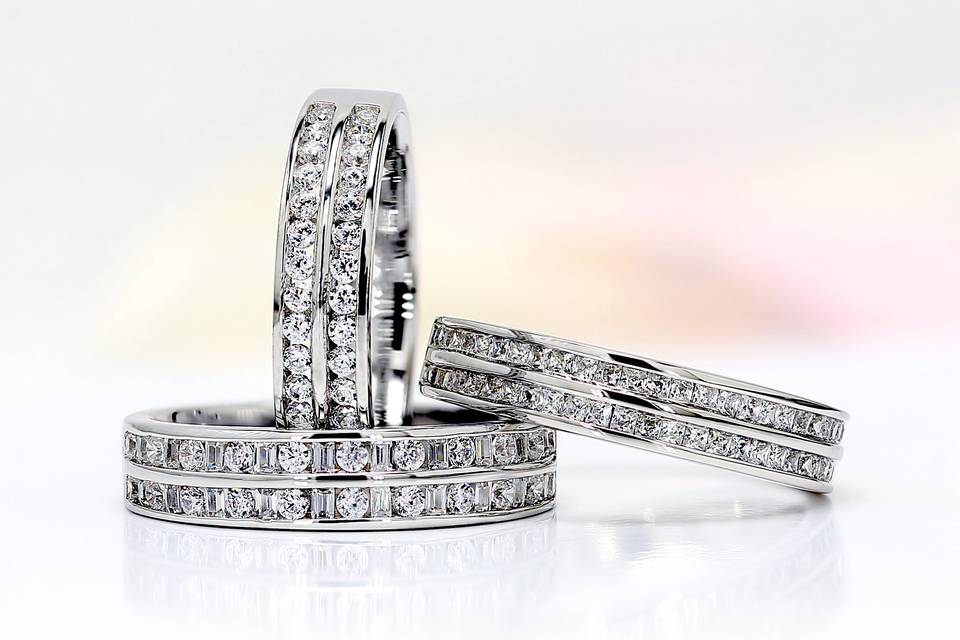 Double row diamond rings