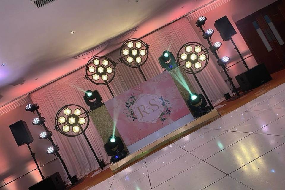 Wedding dancefloor setup - lighting and sound