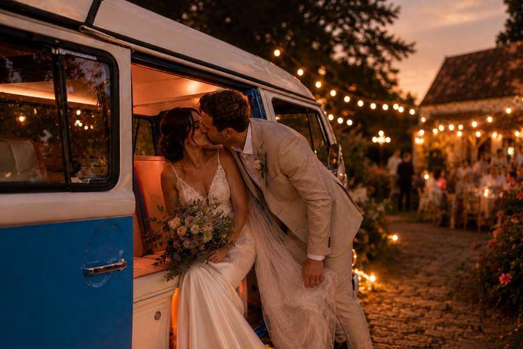 Sneaky evening kiss