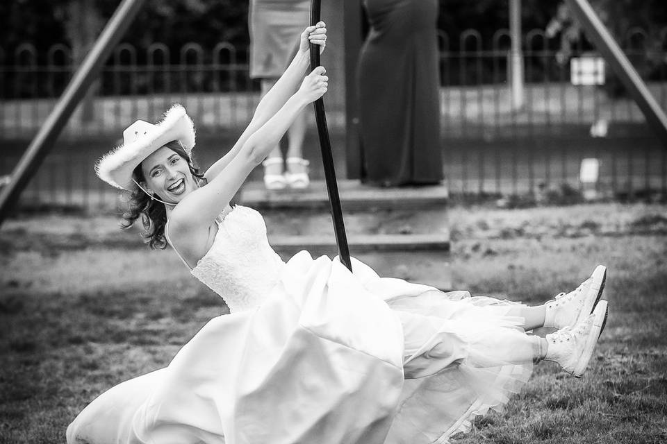 Bride on Zip line