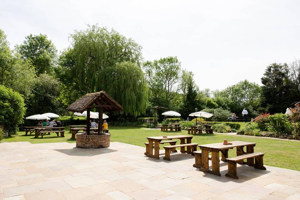 The lower garden at The Plough