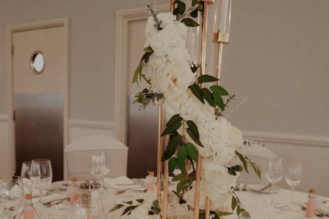 Candelabra rose centrepiece