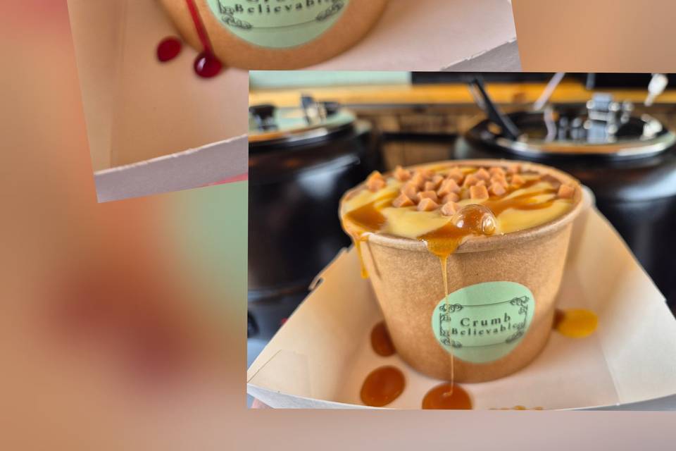 Apple and cherry with custard