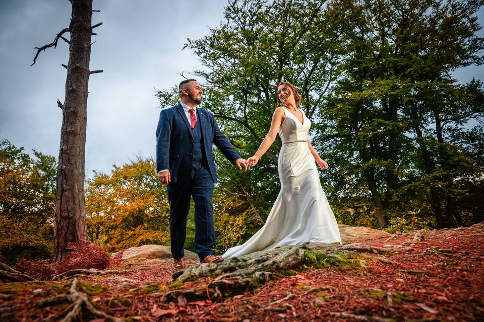 Lovely autumn stroll on a rock