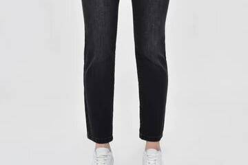 Black stretch straight cut jeans