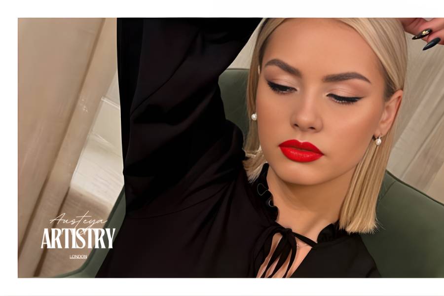 Red lip bolder bridal makeup