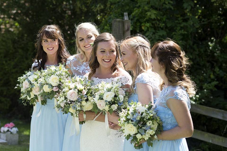 Bridesmaids with bride