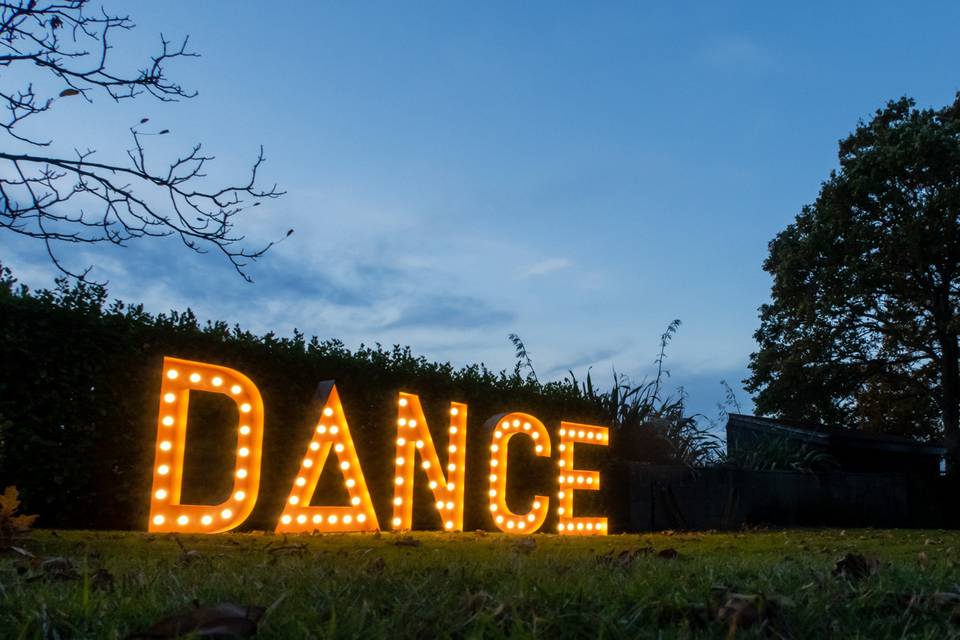 Light-up DANCE sign