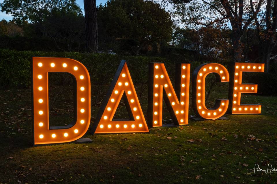 Light-up DANCE sign