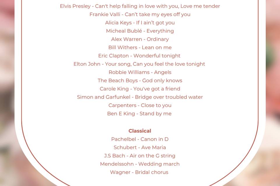 Our songlist page 1