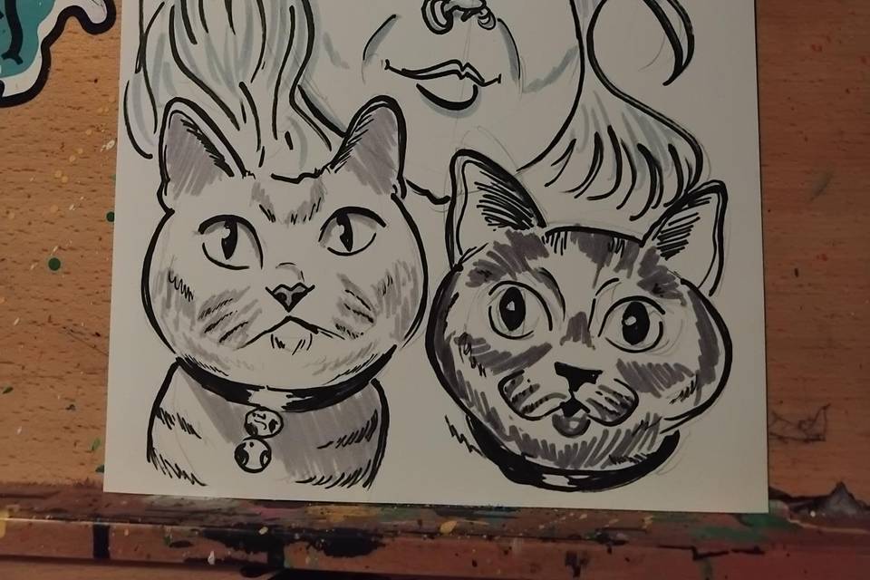 A women with her 2 cats