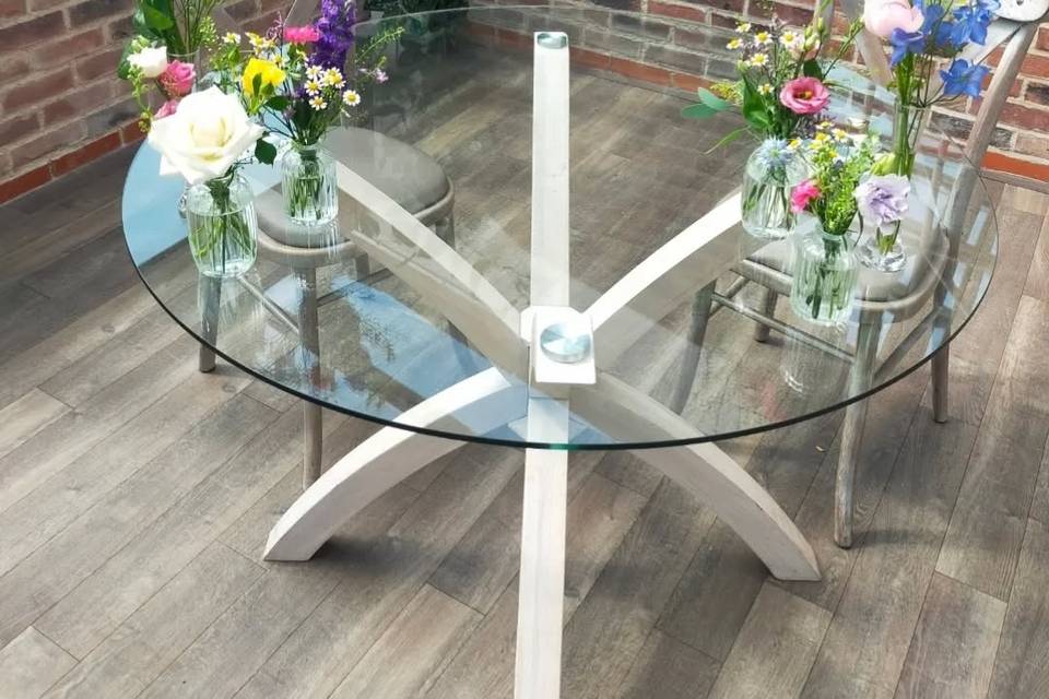 Bud vases on ceremony Foxtails