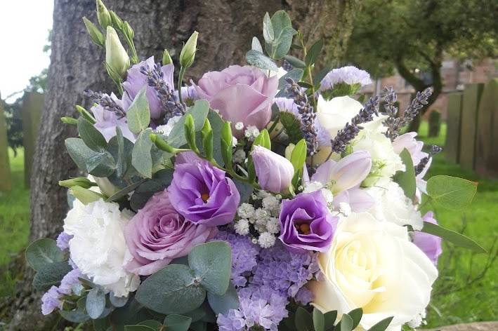 Lilac, ivory and white bridal