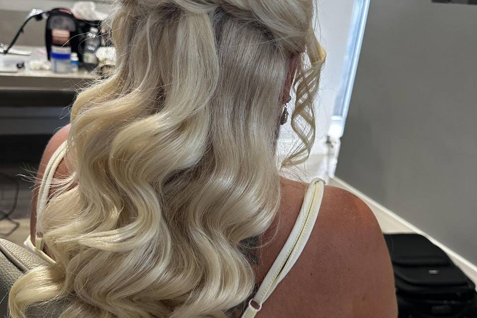 Blonde half up and down