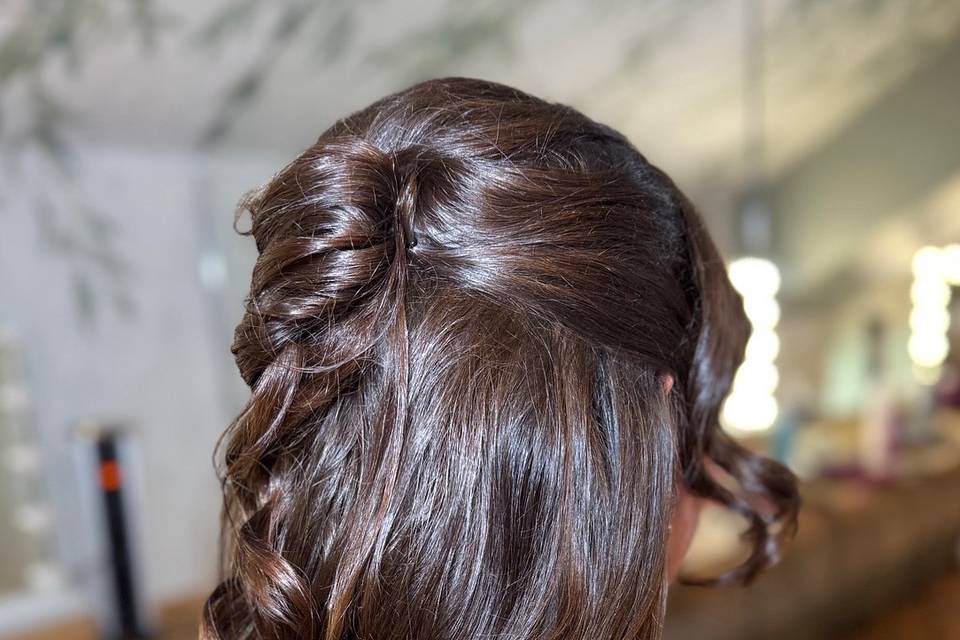 Half up half down pleat