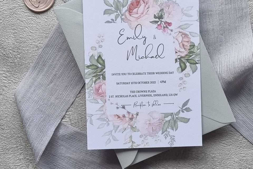 Blush pink Wedding invitations
