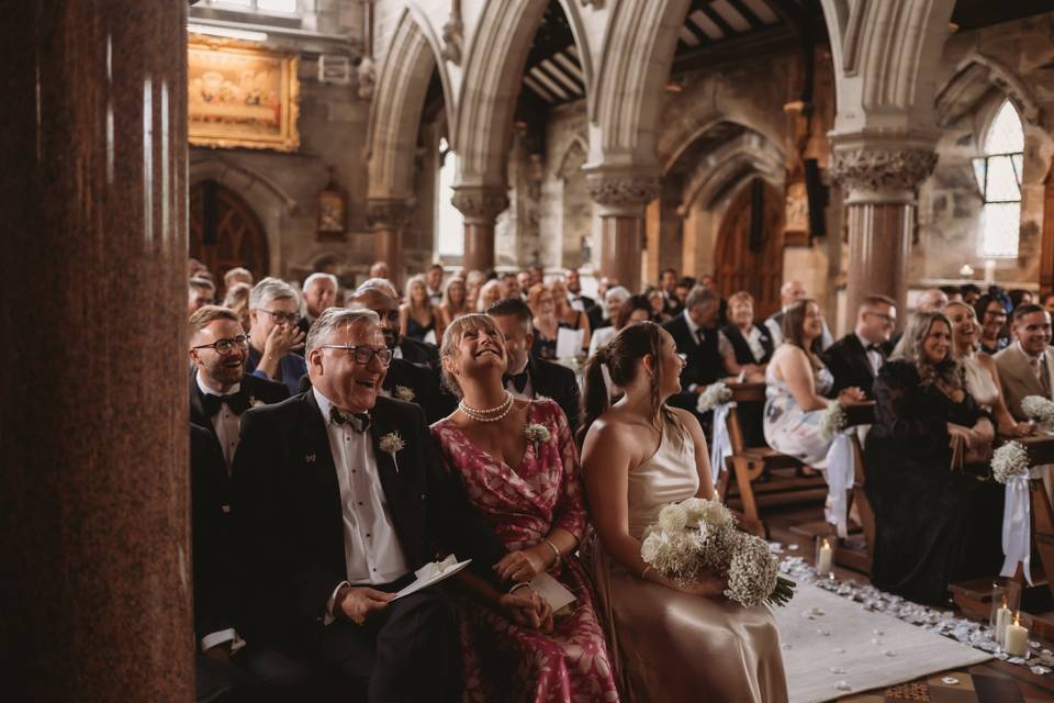 Chapel wedding guests