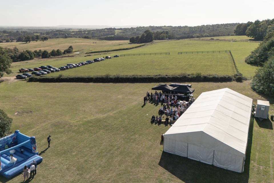 Ariel view of wedding site