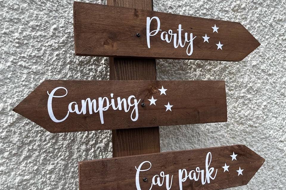 Reclaimed wooden sign post