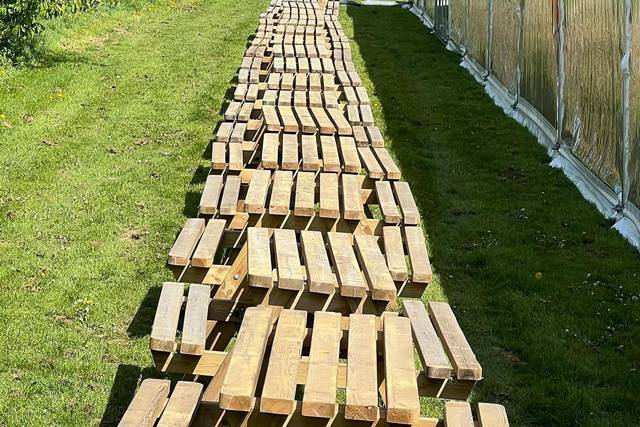 Row of Picnic Tables