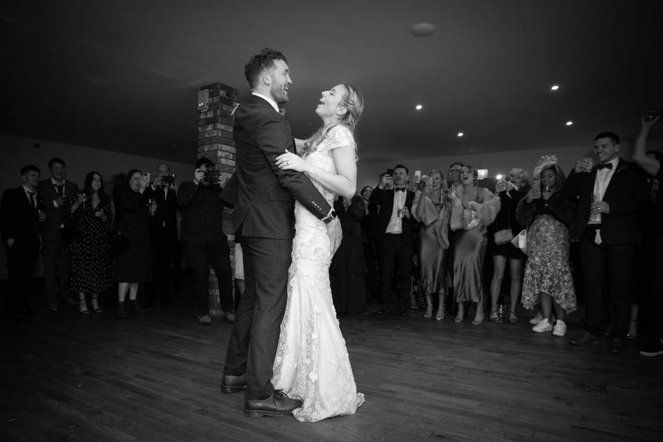 First Dance photoshoot B&W wedding