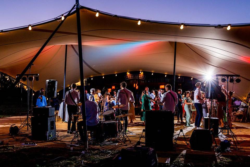 Stretch tent at the Orchard