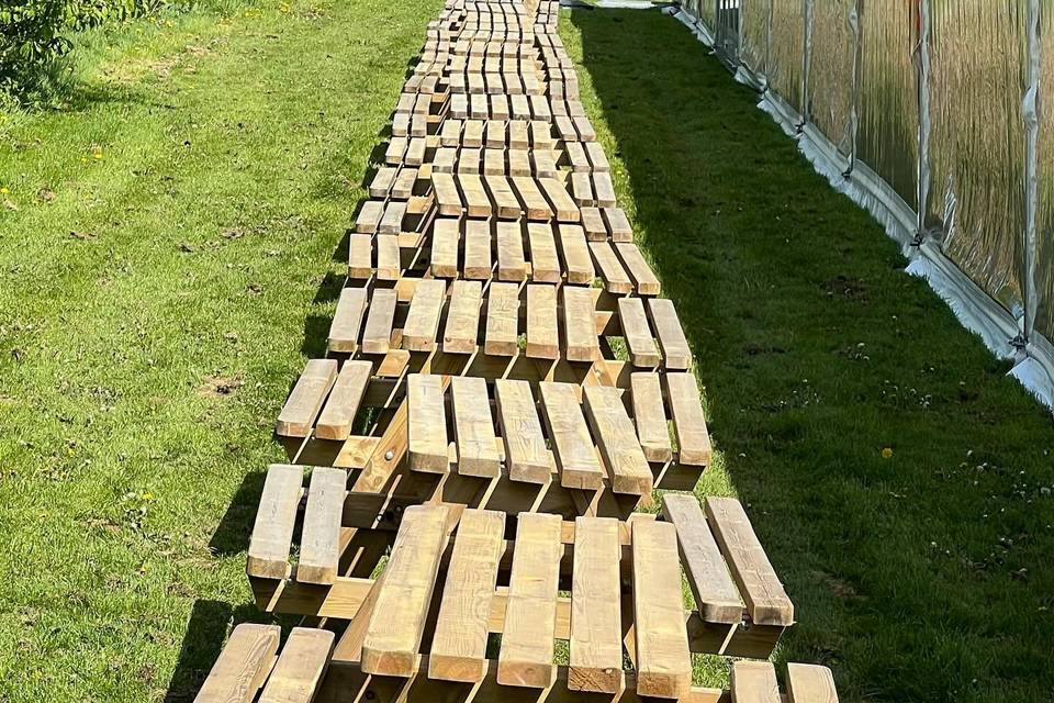 Row of Picnic Tables