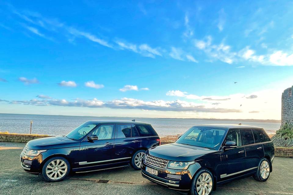 At the beach the range rovers