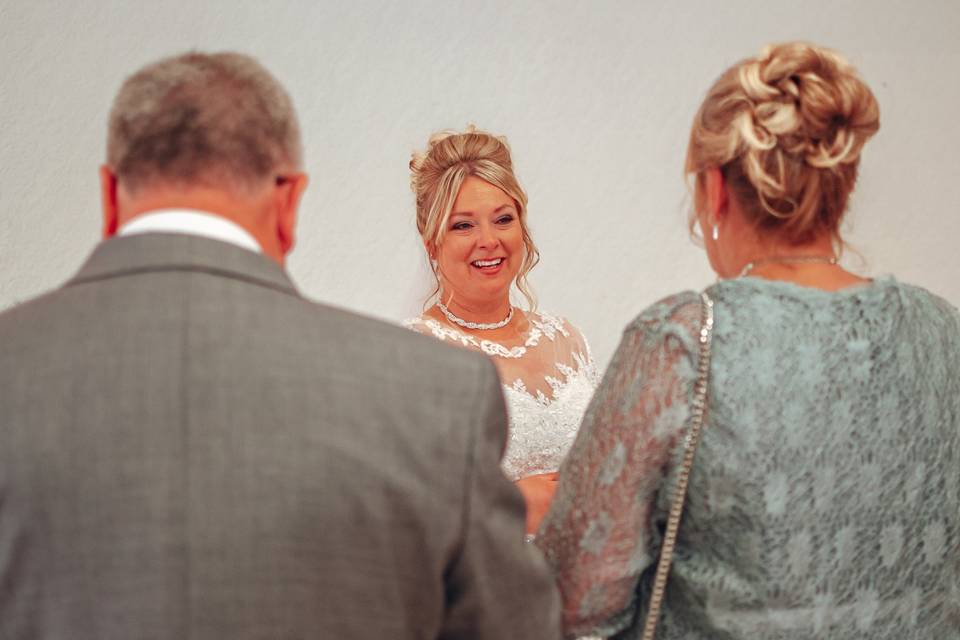 Bride with family