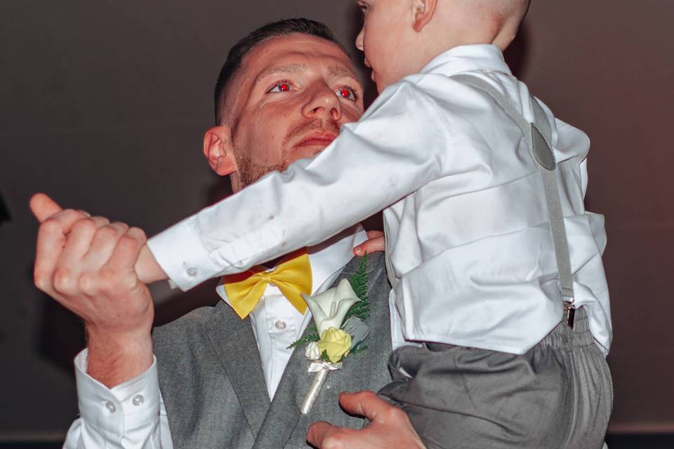 Groom and son