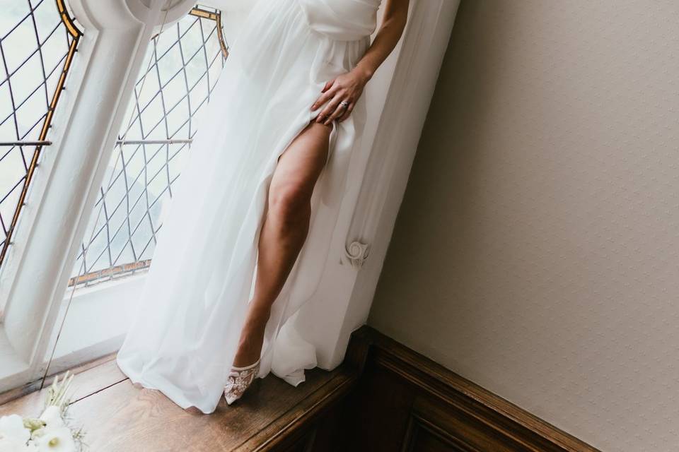 Bride in window