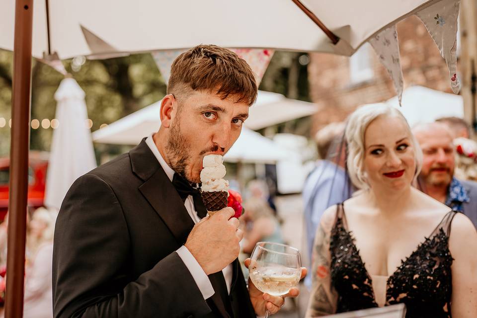 The Groom enjoying his triple