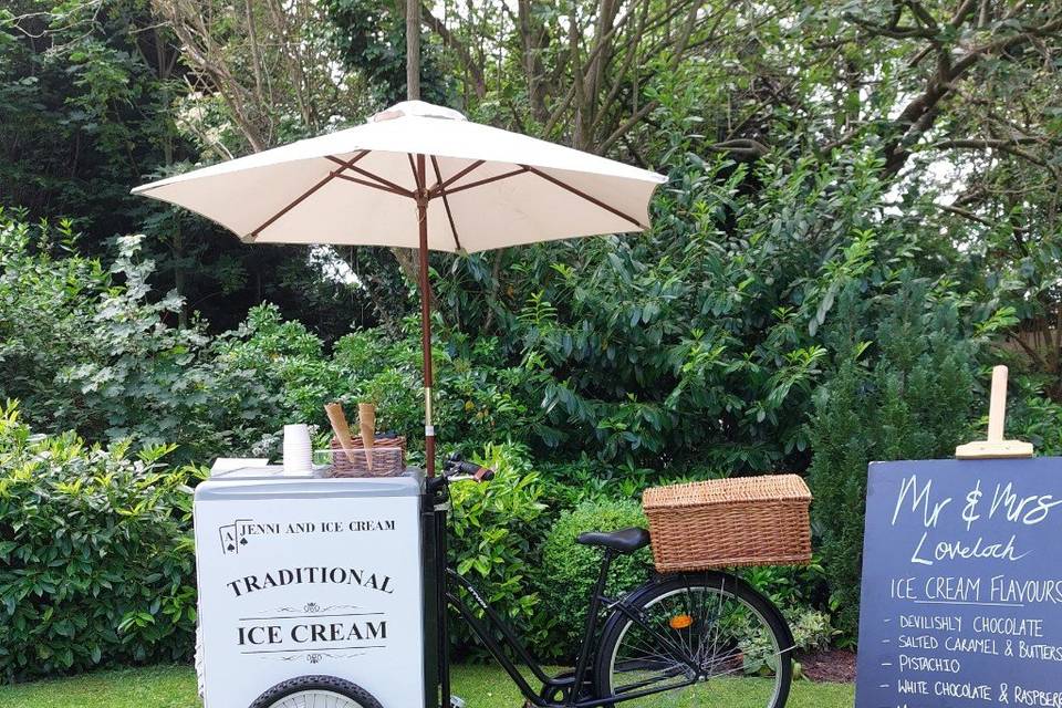 Black bike garden wedding