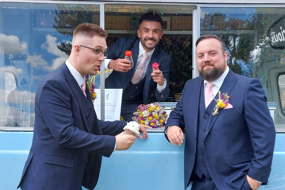 Groomsmen playing