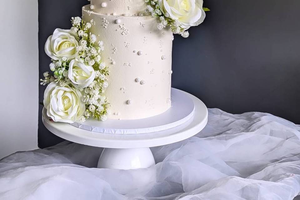 Classy pearl two tier cake
