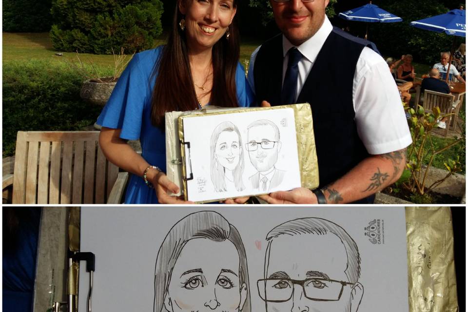 Happy Couple Caricatures UK
