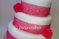 Hot pink round wedding cake